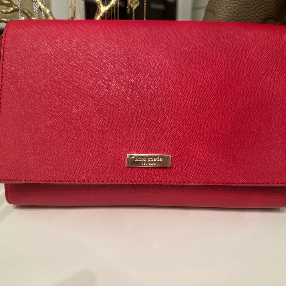 Kate Spade Vibrant Red Clutch Crossbody Strap Bag
